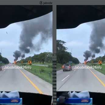 Truk Tangki Terbakar Hebat di Tol Cipali
