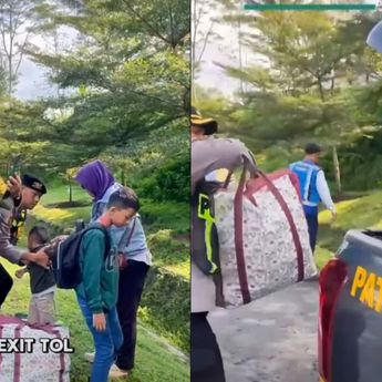 Polisi Selamatkan Keluarga Pemudik Terlantar di Tol Semarang&ndash;Solo