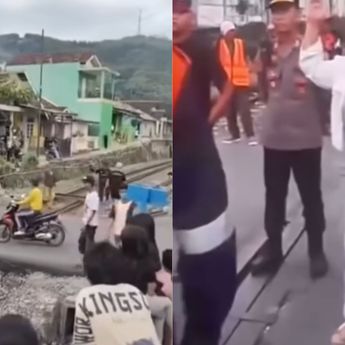 Warga Blokir Perlintasan Kereta Api di Lampung Usai Tabrak Mobil