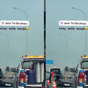 VIDEO: Mobil Sedan Terbalik di Tol Becakayu Arah Jakarta Pagi Ini