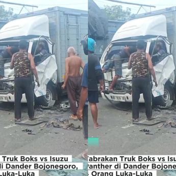 Truk Boks Hantam Isuzu Panther, 4 Orang Meregang Nyawa
