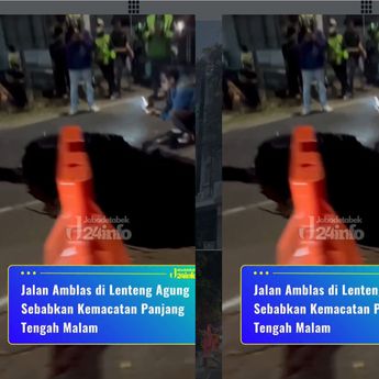 VIDEO: Jalan Amblas di Lenteng Agung Bikin Kemacetan Panjang