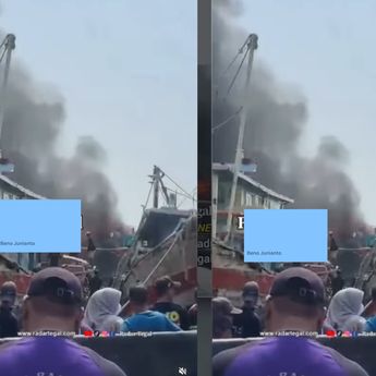 Kapal Terbakar Hebat di Pelabuhan Tegal