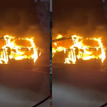 VIDEO: bus Terbakar Hebat di Jalan Arah Menuju Cikampek