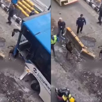 Jalan MT Haryono Arah Semanggi Macet Parah imbas Bus Transjakarta Tabrak Separator Busway