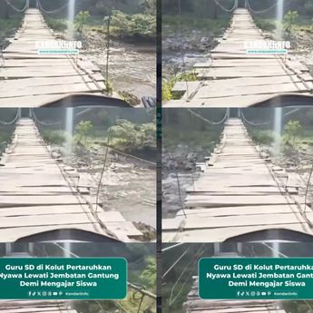 VIDEO: Bikin Deg-degan! Guru SD Harus Melewati Jembatan Gantung Demi Sampai ke Sekolah
