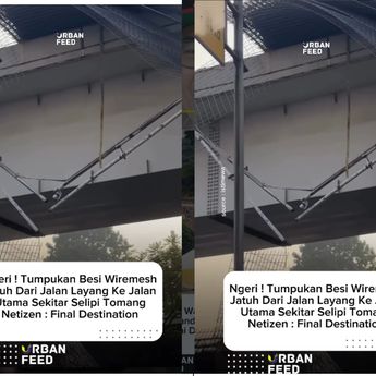 VIDEO: Ngeri! Tumpukan Besi Berjatuhan dari Jembatan Layang Slipi-Tomang