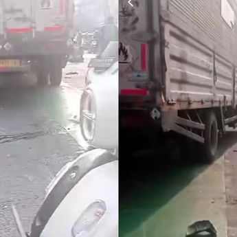 Truk Hilang Kendali Seruduk Motor di Lampu Merah Bekasi, 1  Tewas dan 9 Luka