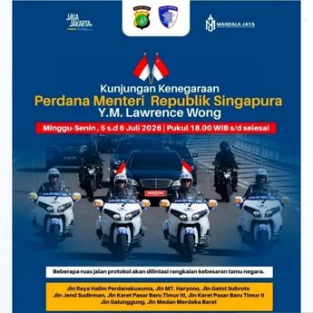 Kunjungan PM Singapura, Polisi Berlakukan Rekayasa Lalu Lintas di Sejumlah Ruas Jalan Jakarta