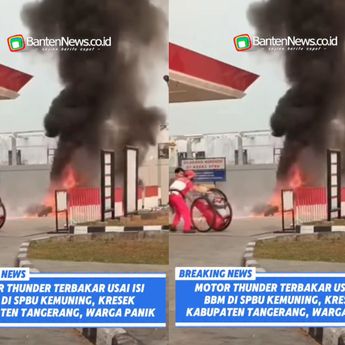 VIDEO: Motor Terbakar dalam Pom Bensin di Tangerang