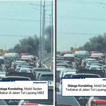 Toyota Camry Terbakar di Jalan Tol MBZ Siang Ini Bikin Macet Parah