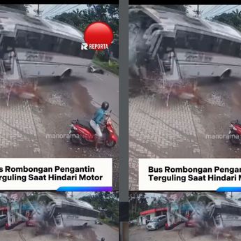 VIDEO: Ngeri! Bus Rombongan Pengantin Terguling, Korban Berjatuhan