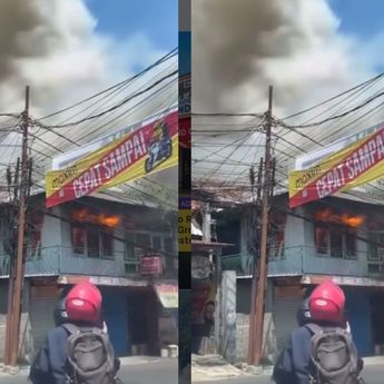 VIDEO: Kobaran Api Bikin Rumah 2 Lantai Ludes Terbakar
