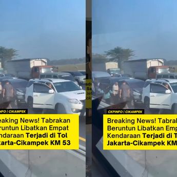 VIDEO: Tabrakan Beruntun di Tol Jakarta-Cikampek, 4 Mobil Hancur