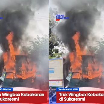 VIDEO: Truk Wingbox Ludes Terbakar di Cikarang
