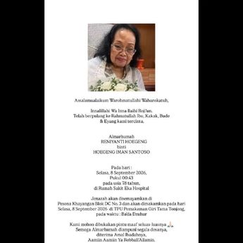 Putri Sulung Jenderal Hoegeng, Reniyanti Hoegeng Meninggal Dunia