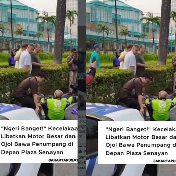 Ngeri! Ojol dan Pengendara Moge Tabrakan di Depan Senayan