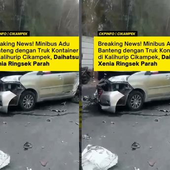 VIDEO: Daihatsu Xenia Hancur Parah Usai Hantam Kontainer di Cikampek