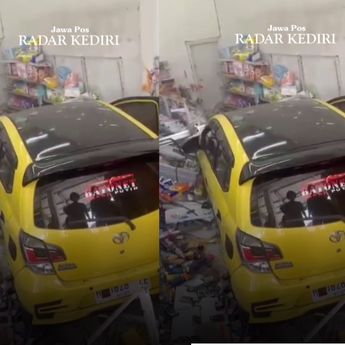 Toyota Agya Terobos Minimarket Sampai Hancur di Semarang
