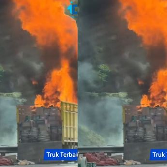 VIDEO: Truk Terbakar Hebat di Tol Jagorawi Arah Margonda