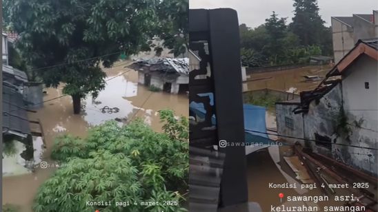 Penampakan Mengerikan Banjir Hantam Sawangan Depok