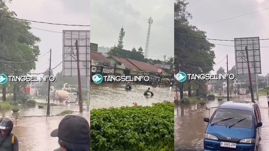 Banjir Landa Jalan Merpati Raya, Sawah Lama Ciputat Sejak Sore Tadi