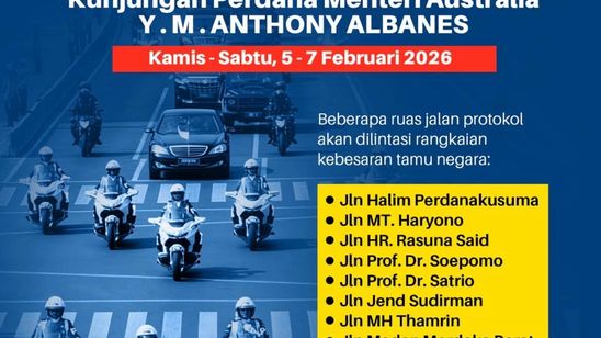 Kunjungan PM Australia ke Indonesia, Lalu Lintas di 8 Ruas Jalan Jakarta Ini Dialihkan Sementara
