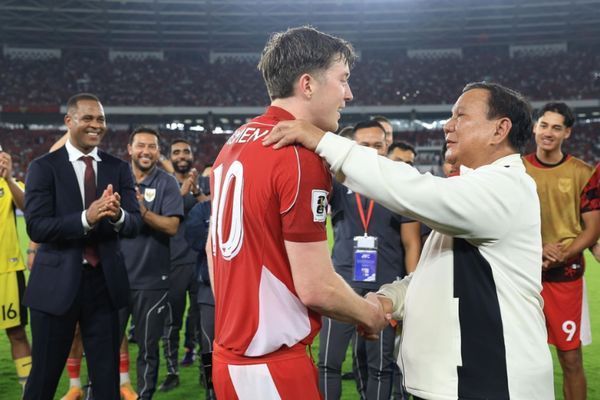 Prabowo Bersama Pemain Timnas Indonesia