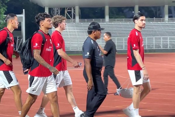 Kevin Diks (depan) telah mengikuti latihan Timnas Indonesia di Jakarta. (NTVNews.id) 