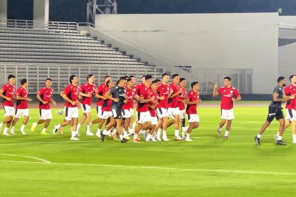 Pemain Timnas latihan di Stadion Madya, GBK, Senayan, Jakarta. (NTVNews.id) 