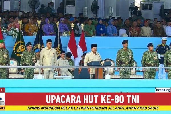 Presiden Prabowo Subianto memimpin upacara peringatan HUT ke-80 TNI di Monas.
