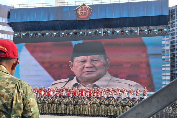 Presiden Republik Indonesia Prabowo Subianto dalam amanatnya saat upacara peringatan Hari Ulang Tahun (HUT) ke-80 Tentara Nasional Indonesia (TNI)