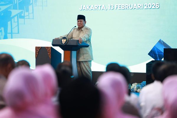 Presiden Prabowo Subianto berpidato dalam agenda Groundbreaking 1.179 Satuan Pelayanan Pemenuhan Gizi (SPPG) di Palmerah.