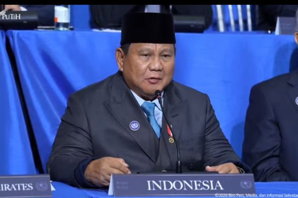 Prabowo Subianto dalam pertemuan Board of Peace