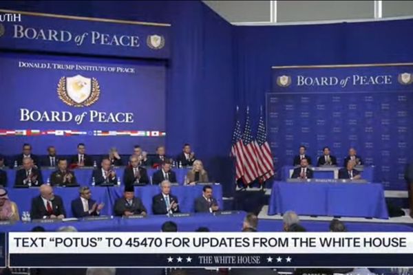 Prabowo Subianto dalam pertemuan Board of Peace