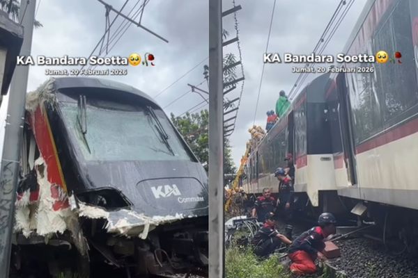 Kereta Bandara Soetta Tabrak Truk