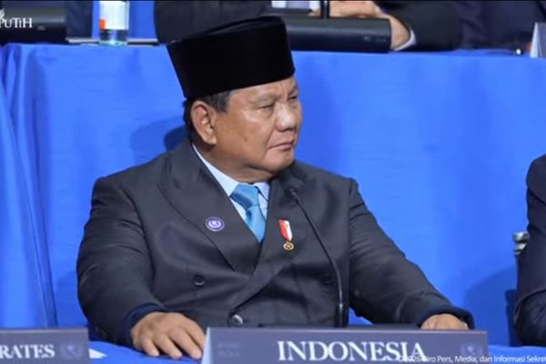 Prabowo Subianto dalam pertemuan Board of Peace