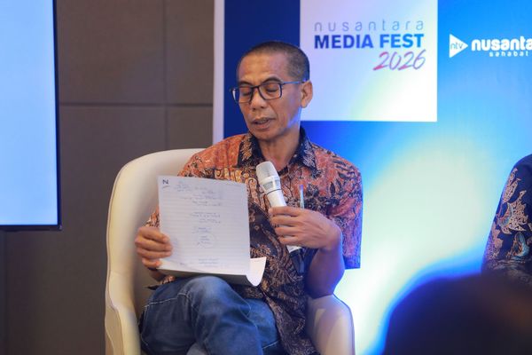 Ketua Komisi Digital dan Sustainability Dewan Pers, Dahlan Dahi di acara forum diskusi Nusantara TV