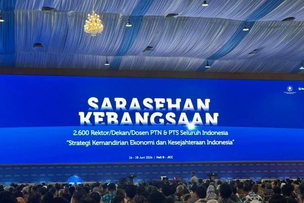 Presiden Republik Indonesia Prabowo Subianto menghadiri Acara Sarasehan Kebangsaan di Jakarta International Convention Centre (JICC), Jakarta, Jumat, 26 Juni 2026