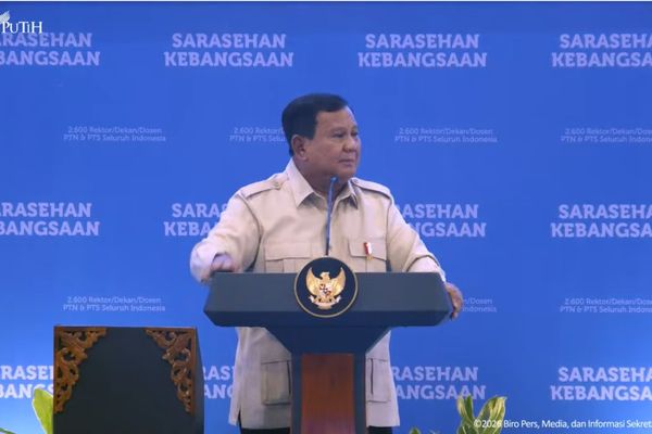 Presiden Prabowo Subianto di acara sarasehan kebangsaan