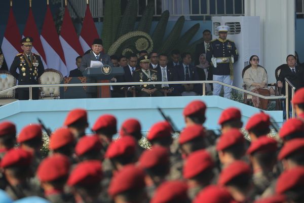 Presiden Prabowo Subianto memimpin Upacara HUT ke-80 Bhayangkara di Satlat Brimob Polri, Cikeas, Kabupaten Bogor, Rabu, 1 Juli 2026, sekaligus menyampaikan enam pesan penting bagi jajaran Polri demi memperkuat pelayanan kepada masyarakat.