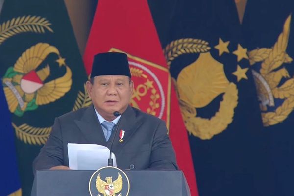 Presiden Prabowo Subianto di acara Pelantikan perwira TNI Polri di Istana