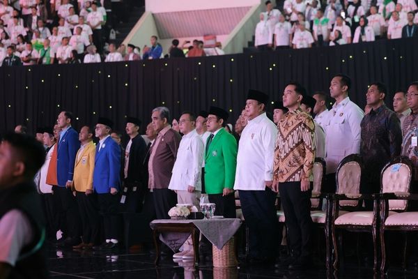 Presiden Prabowo, Wapres Gibran dan Ketum Parpol di Harlah PKB
