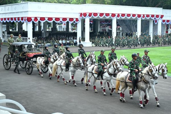 Persiapan pelaksanaan Upacara HUT Ke-81 Kemerdekaan Republik Indonesia mulai memasuki tahap gladi parsial di halaman Istana Merdeka, Jakarta, pada Selasa, 11 Agustus 2026