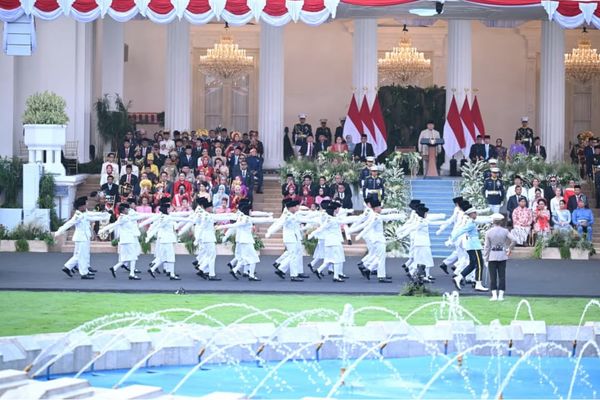  Pasukan Pengibar Bendera Pusaka (Paskibraka) yang bertugas pada HUT ke-81 Kemerdekaan Republik Indonesia