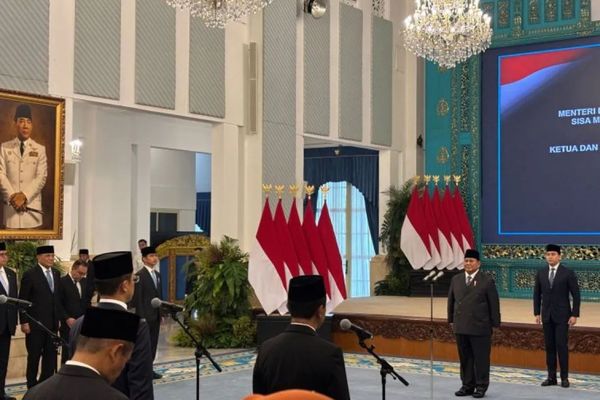 Presiden Prabowo Subianto dalam pelantikan menteri, wakil menteri dan kepala badan di Istana Negara, Jakarta, Kamis (1/10/2026) 