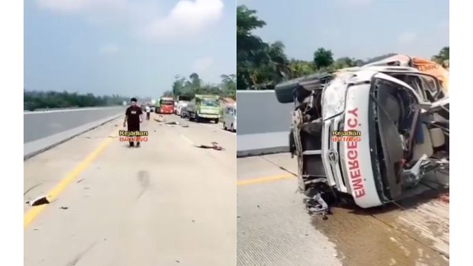 Kecelakaan mengerikan kembali terjadi di ruas tol Batang-Semarang pada siang hari ini, Jumat, 3 Mei  <b>(Tangkapan Layar: Instagram)</b>