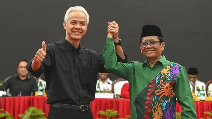 Capres-cawapres Ganjar Pranowo dan Mahfud MD. (Antara) 