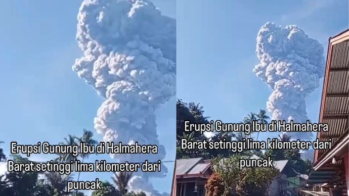 Gunung Ibu di Halmahera Barat kembali erupsi, pada Senin, (13/5/2024)