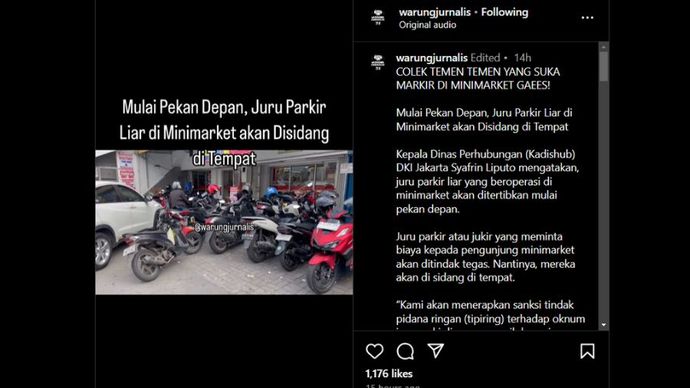 Jukir akan disidang di tempat mulai pekan depan  <b>(Instagram )</b>